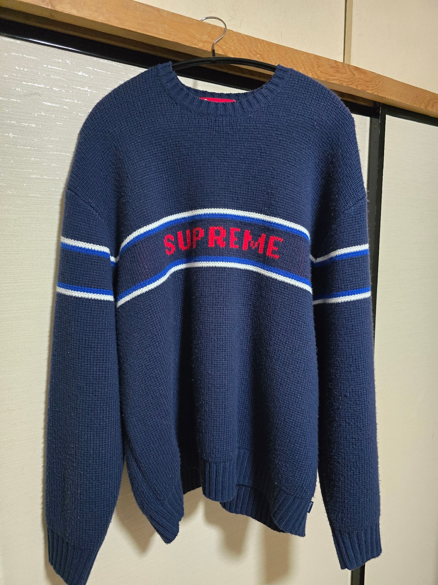 Supreme Chest Stripe Sweater "Navy"