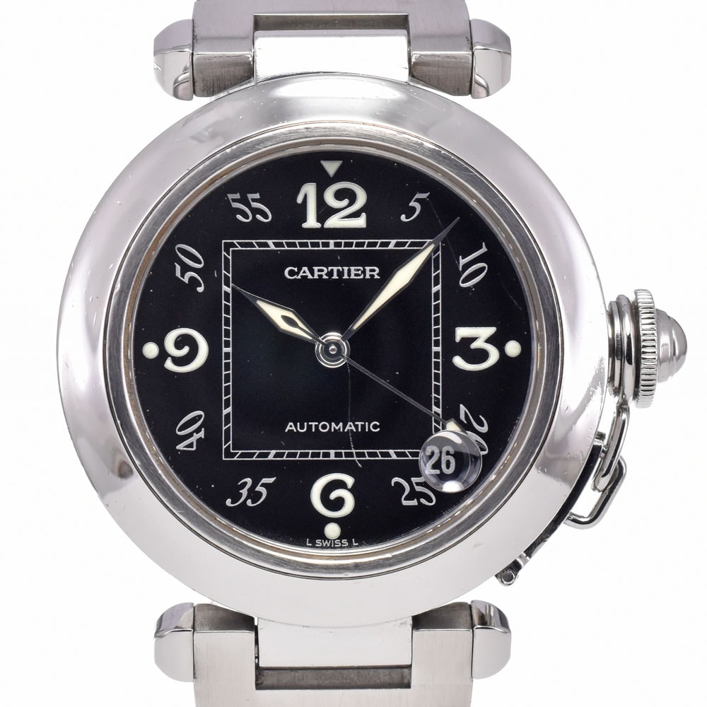 カルティエ CARTIER W31043M7 パシャC デイト ブラック 自動巻き ユニセックス 良品 保証書付き 腕時計 G#149858