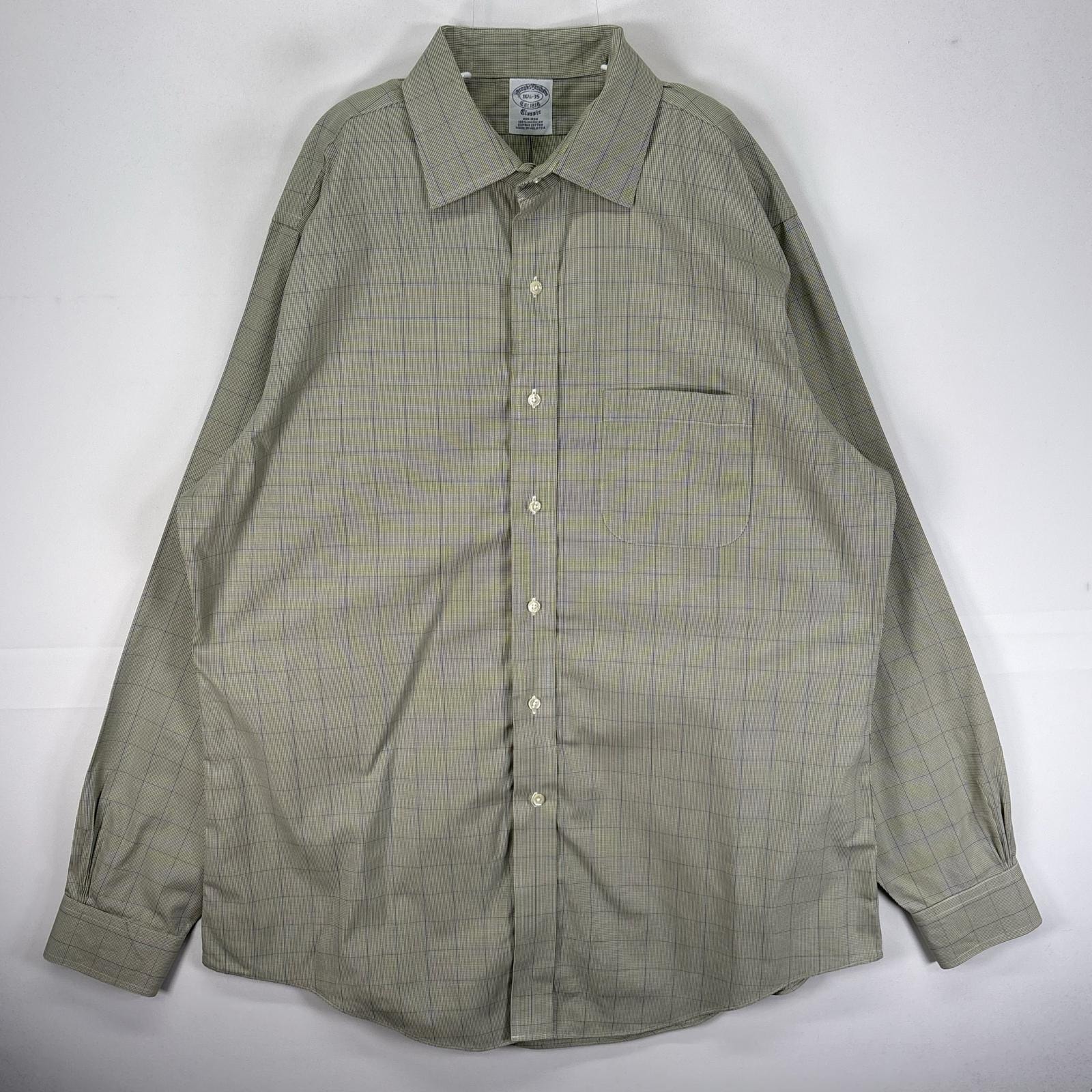 古着 ブルックスブラザーズ Brooks Brothers 長袖シャツ 胸ポケット CLASSIC L  グリーン系 チェック メンズ