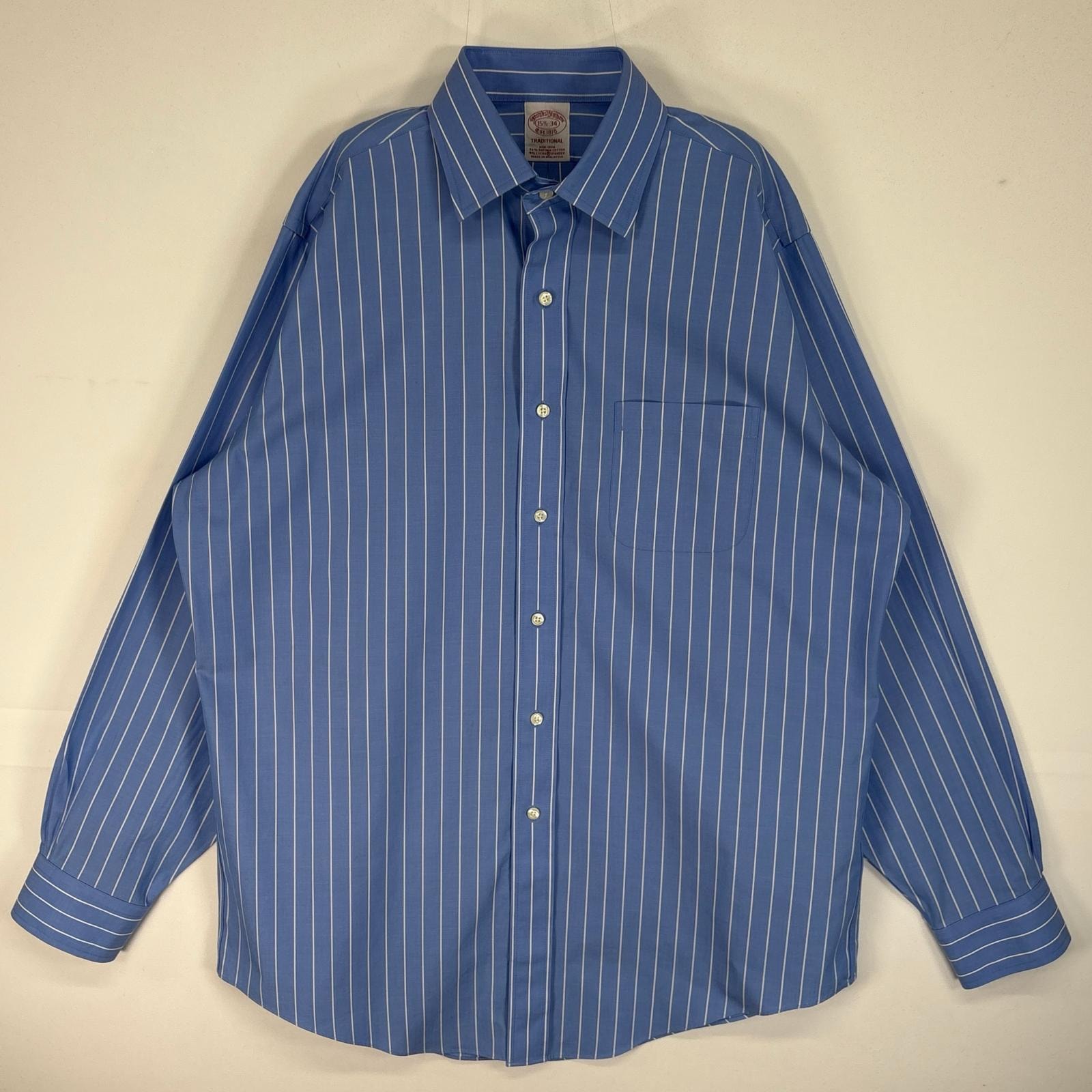 古着 ブルックスブラザーズ Brooks Brothers 長袖シャツ TRADITIONAL カラーステイ M ブルー系 ストライプ メンズ