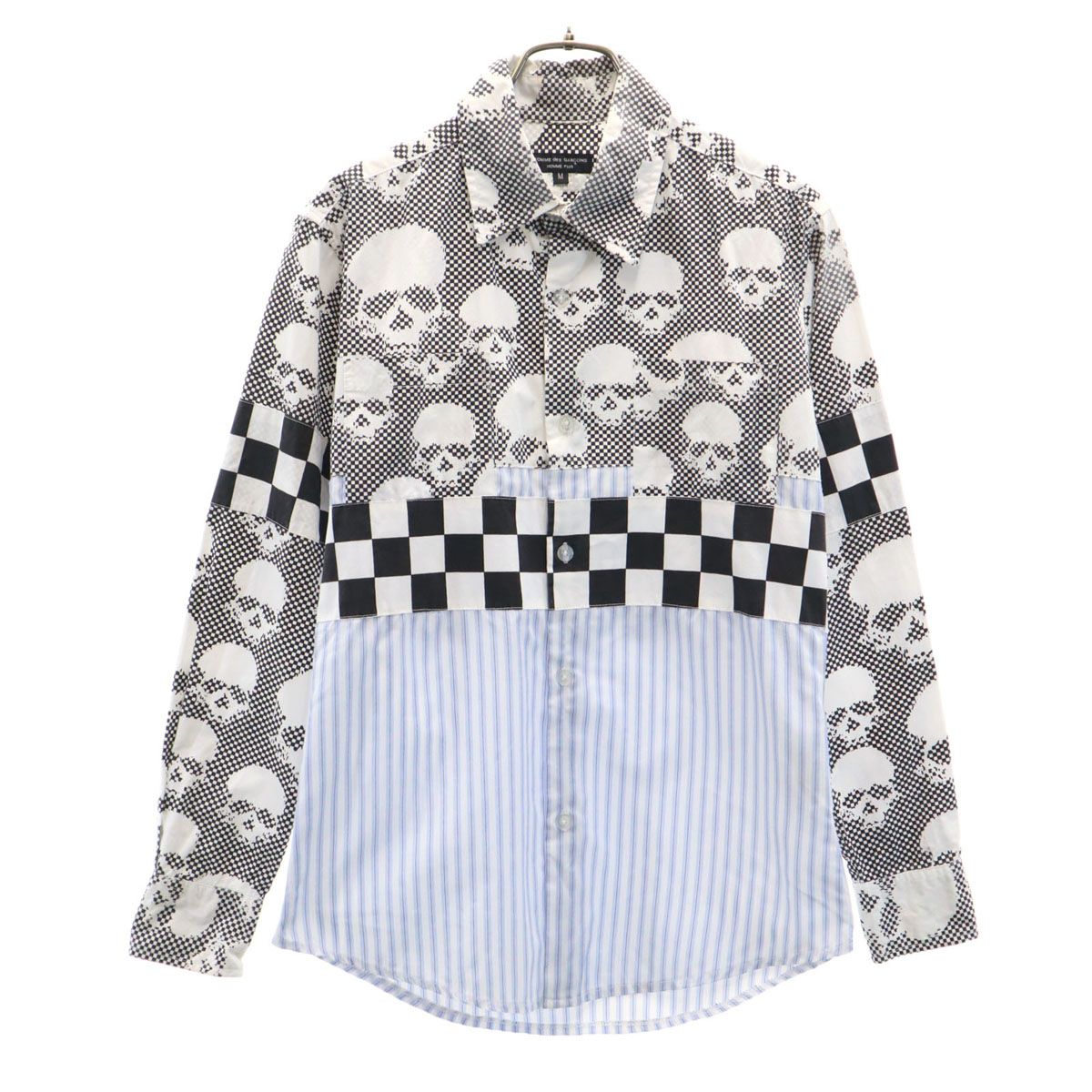 COMME des GARCONS HOMME PLUS コムデギャルソンオムプリュス 日本製 総柄 長袖 シャツ M ドクロ