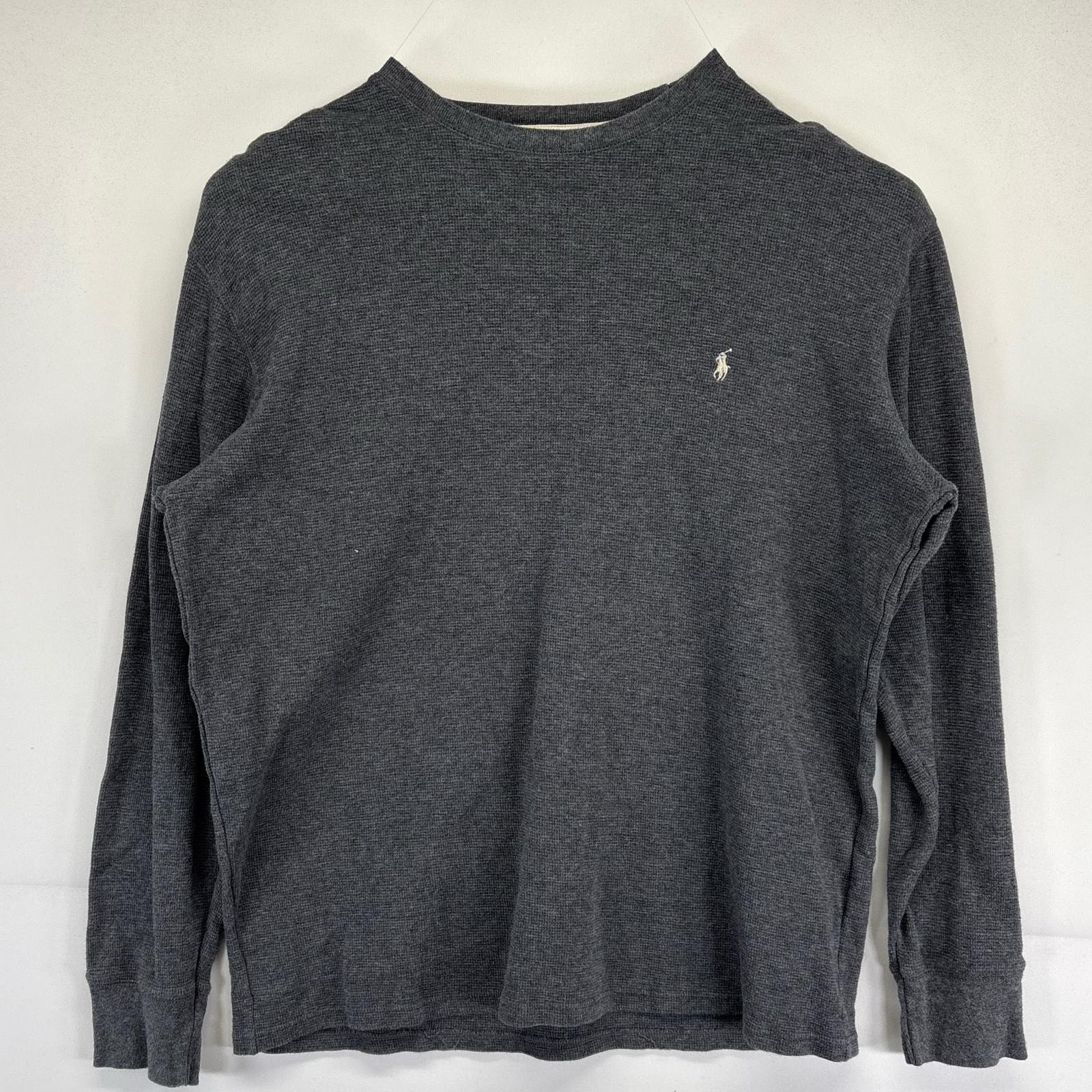 古着 ポロ・ラルフローレン POLO RALPH LAUREN 長袖Tシャツ 大きいサイズ サーマル ワッフル ワンポイントロゴ XL  グレー系 メンズ