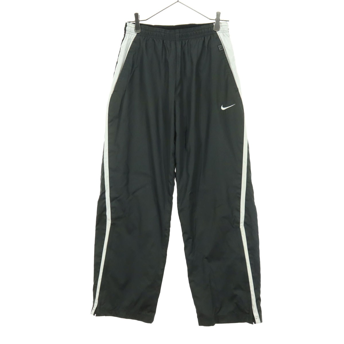 NIKE ナイキ ワンポイントロゴ 裾ジップ 裏メッシュ ロングジャージパンツ M ダークグレー系