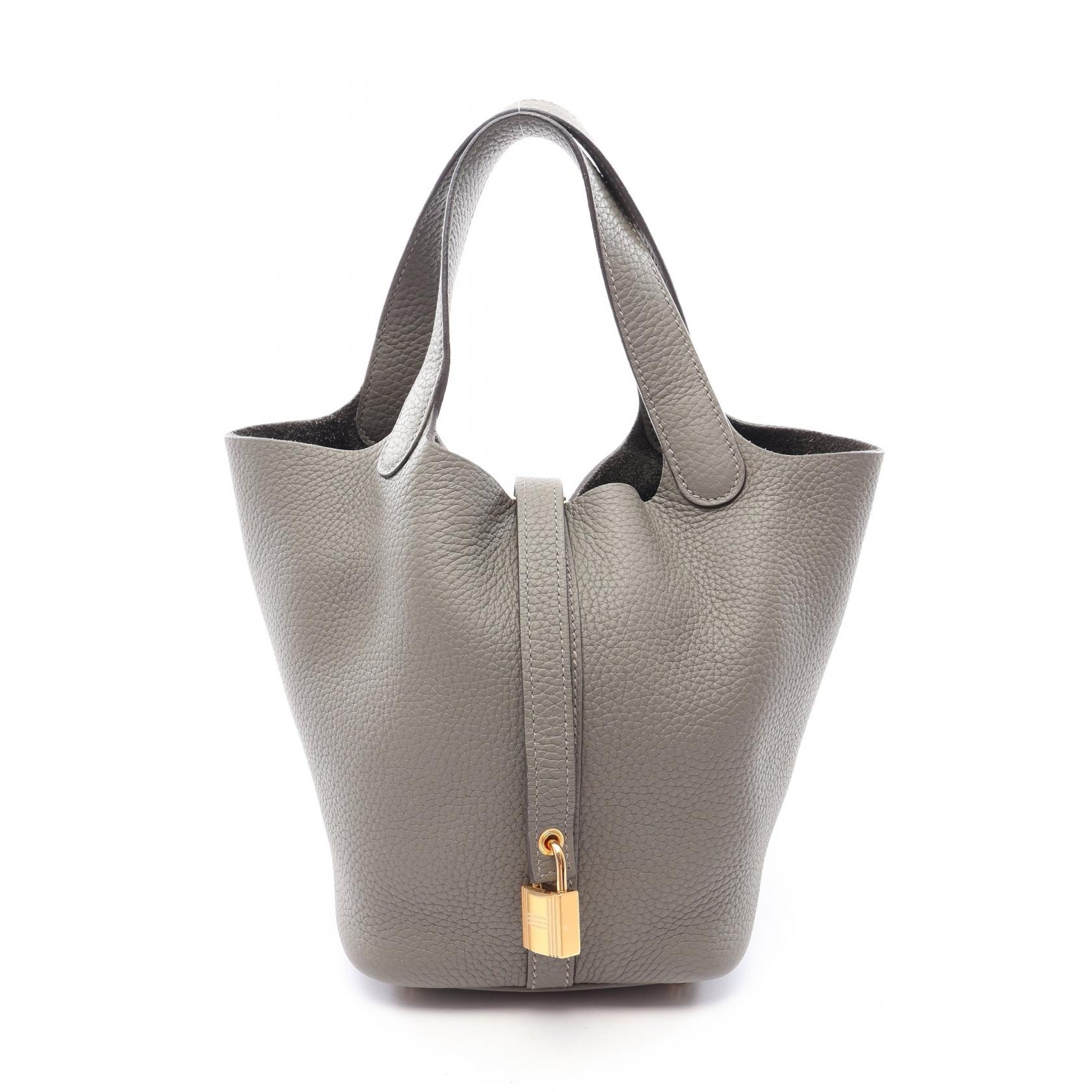 エルメス HERMES ピコタンロックPM ハンドバッグ バッグ レザー トリヨンクレマンス グリメイヤー U刻印(2022年製造) レディース グレー系 【中古】