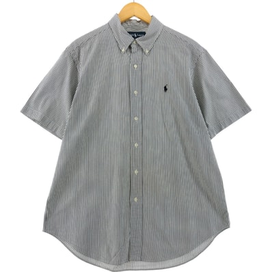 古着 ラルフローレン Ralph Lauren CLASSIC FIT シアサッカー 半袖 ボタンダウン ストライプシャツ メンズL相当/eaa533686