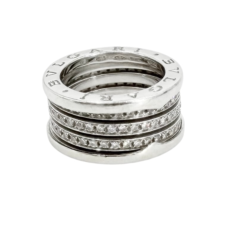 BVLGARI ブルガリ 指輪 B-ZERO1 ビーゼロワンリング 18金WG Au750 3バンド ロゴ ジュエリー アクセサリー サイズ53 K18ホワイトゴールド    ダイヤモンド 約12号 レディース 約14.0g【中古品】