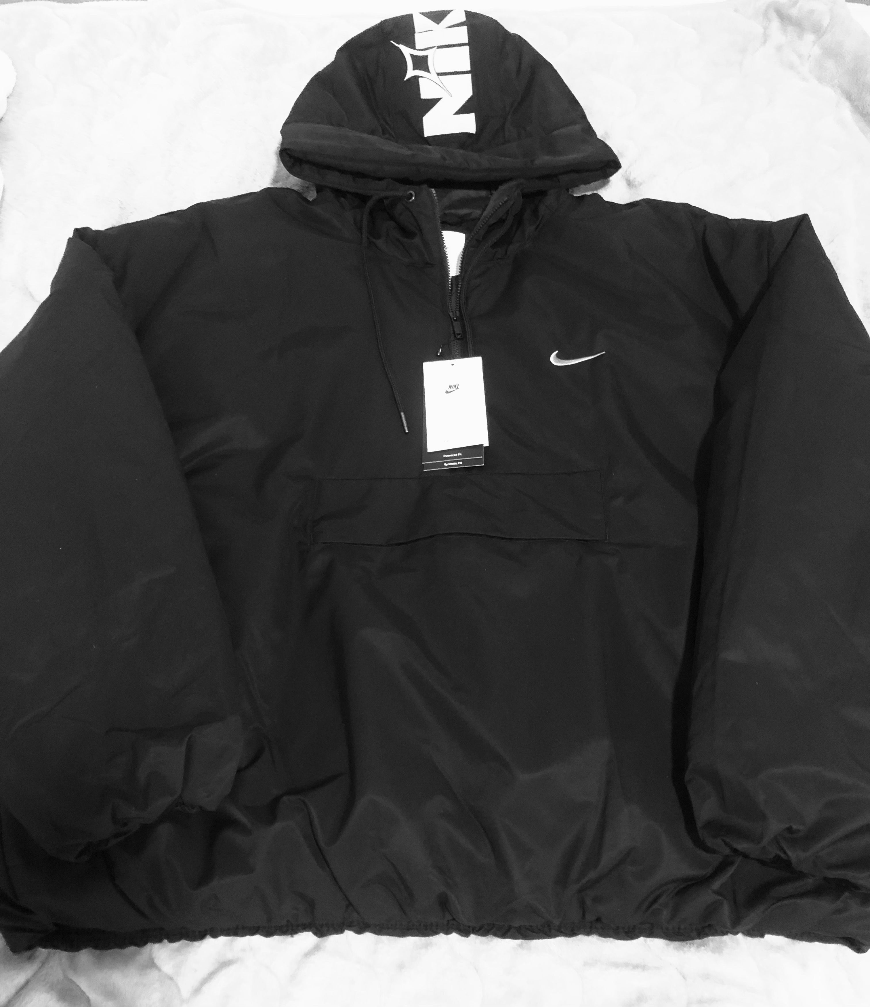 Nike Therma-FIT Oversized Hooded Anorak Jacket "Black/Wolf Grey"
