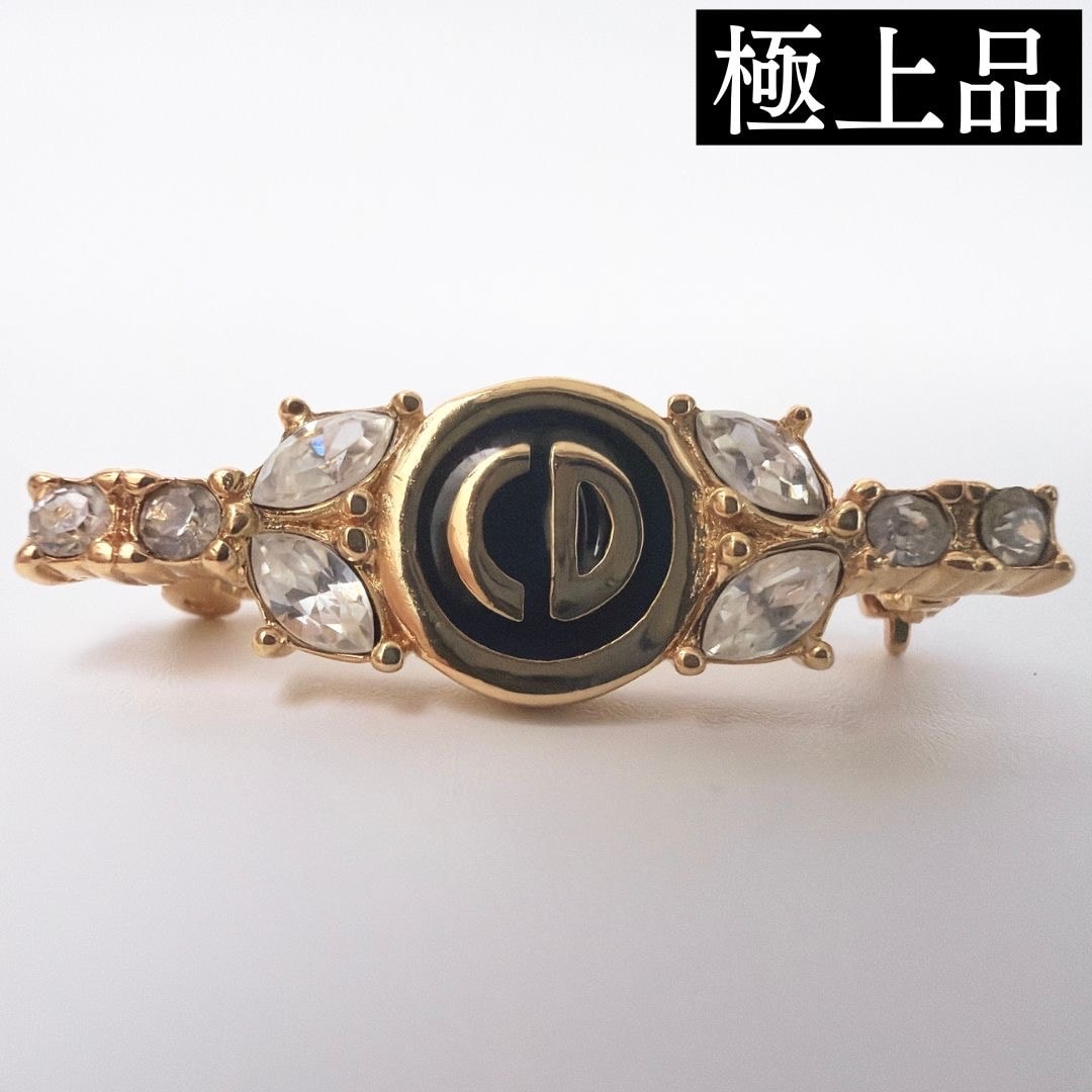 【極上品】Christian Dior クリスチャンディオール ヴィンテージ ピンブローチ CDロゴ ゴールド アクセサリー
