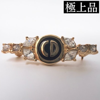 【極上品】Christian Dior クリスチャンディオール ヴィンテージ ピンブローチ CDロゴ ゴールド アクセサリー