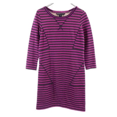 MARC BY MARC JACOBS マークバイマークジェイコブス ボーダー 長袖 スウェット ワンピース XS パープル系