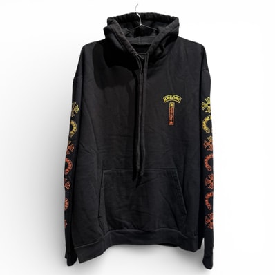 Chrome Hearts Gradient Vertical Logo Print Pullover Hoodie "Black/Multicolor"