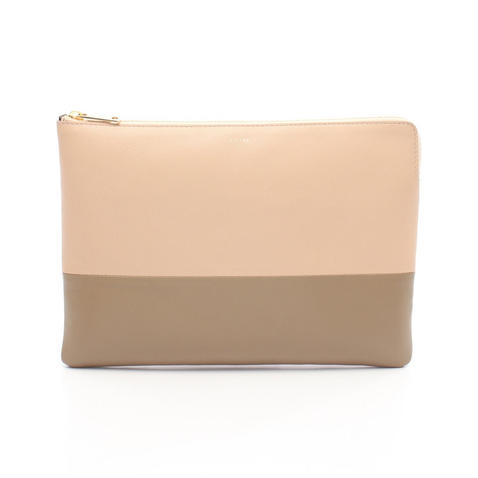 セリーヌ CELINE セカンドバッグ クラッチバッグ バッグ レザー レディース ベージュ系 【中古】