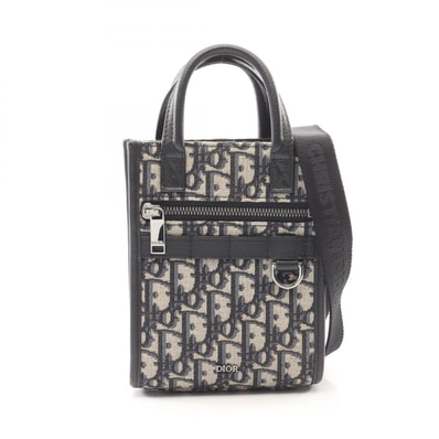 ディオール Dior Safari サファリ ノースサウス オブリーク ミニ 2WAY ハンドバッグ バッグ キャンバス レザー メンズ ベージュ系 / ブラック系 2ESWS017YKY 【中古】