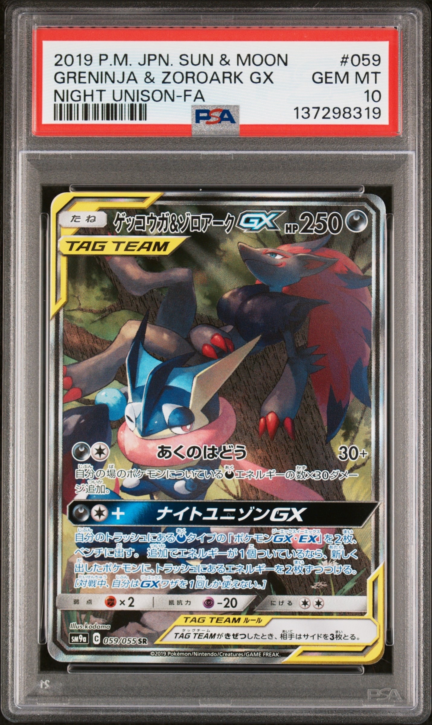 ゲッコウガ＆ゾロアークGX SR SM9a ナイトユニゾン 059/055 ゲッコウガ&ゾロアークGX SR: SA[SM9a 059/055](強化拡張パック