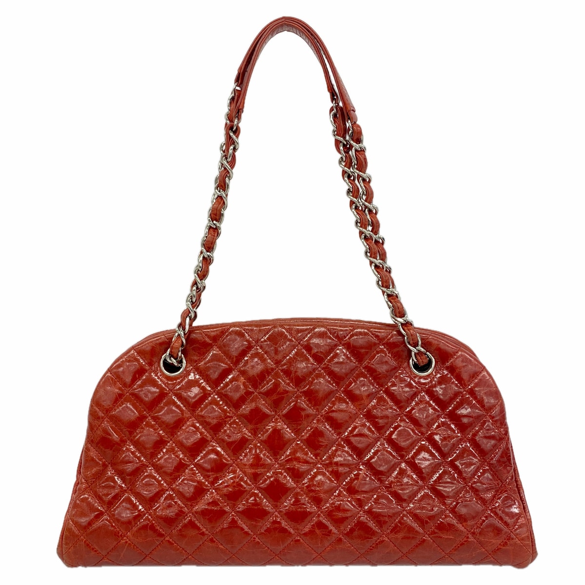 ★SALE【6hb0645-k】シャネル ショルダーバッグ マトラッセ チェーンショルダー レザー レッド シルバー金具【中古】レディース