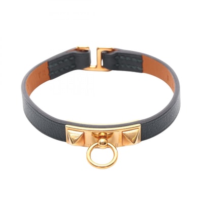 エルメス HERMES マイクロリヴァル ブレスレット アクセサリー レザー GP(ゴールドメッキ) ゴールド レディース グリーン系 / ゴールド系 【中古】