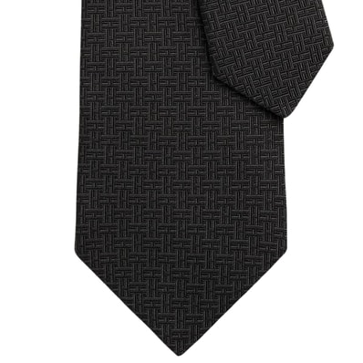 HERMES エルメス ネクタイ Hトレフル 黒 (ブラック) シルク100% H659448T 01 新品