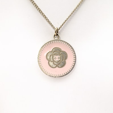 CHANEL シャネル ネックレス メタル ゴールド カメリア ピンク