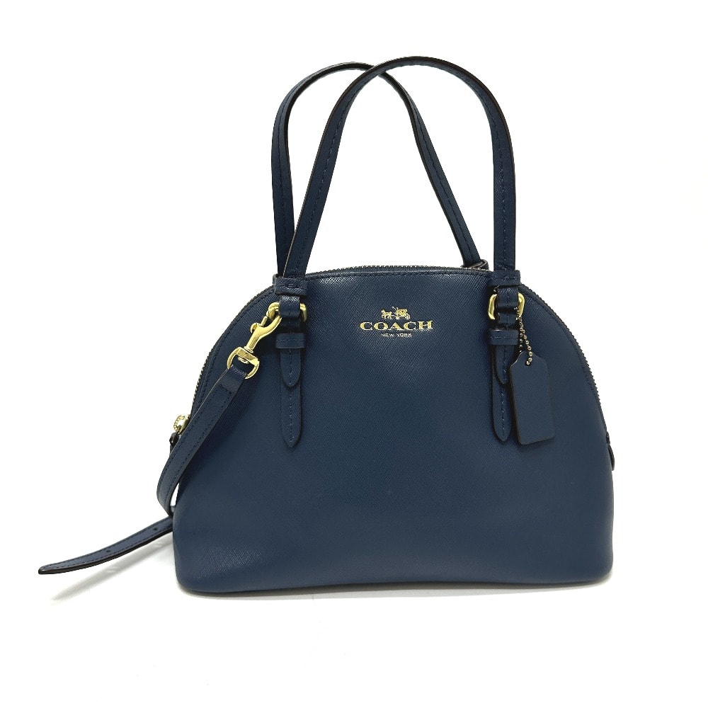 コーチ COACH ロゴ ミニ ドーム サッチェル F32582 2WAY ハンドバッグ レザー ブルー
