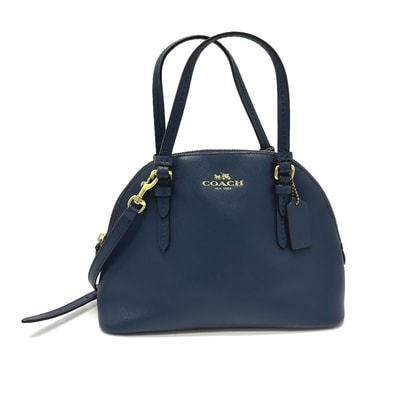 コーチ COACH ロゴ ミニ ドーム サッチェル F32582 2WAY ハンドバッグ レザー ブルー