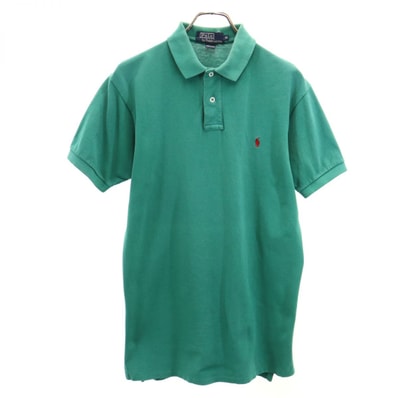 Polo by Ralph Lauren ポロバイラルフローレン 90s USA製 オールド 半袖 ポロシャツ M グリーン 鹿の子 ポニー