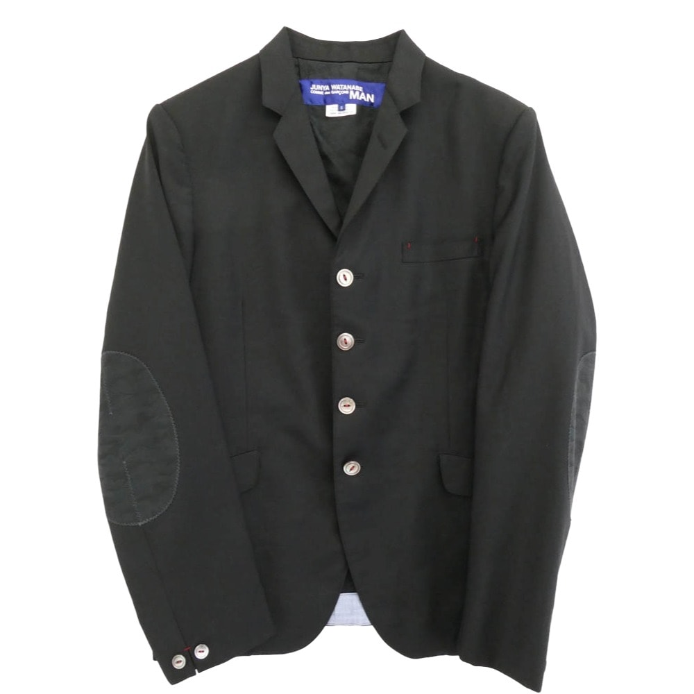 JUNYA WATANABE COMME des GARCONS MAN ジュンヤワタナベコムデギャルソンマン ジャケット 19ss WC-J006 肘カモパッチ ウール テーラード ジャケット ブラック系 S【美品】【中古】