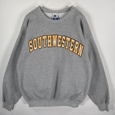 古着 90's/90年代 チャンピオン Champion スウェット カレッジロゴ ワンポイントロゴワッペン SOUTH WESTERN L グレー メンズ