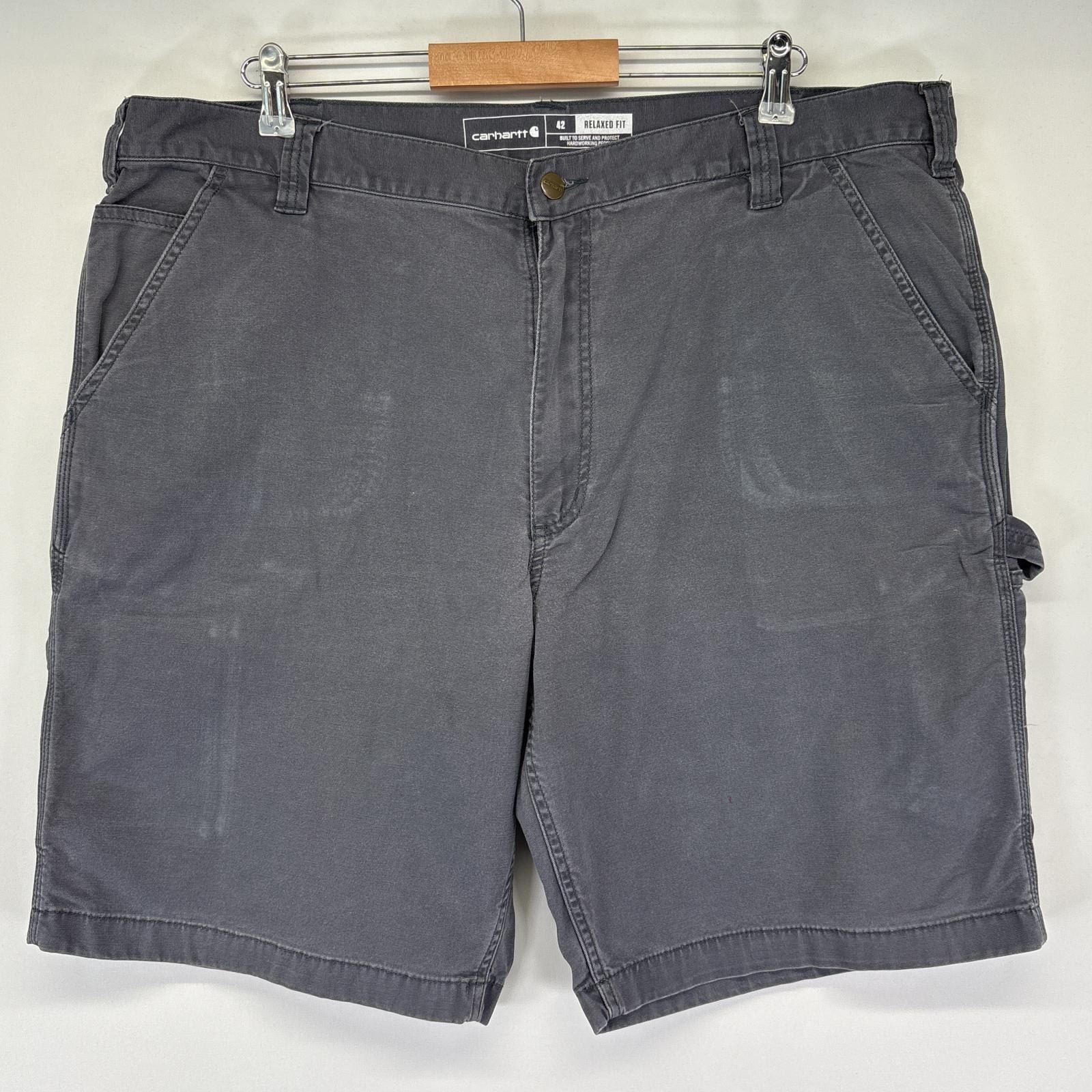 古着 カーハート Carhartt ショートパンツ ダック ワーク ペインター 大きいサイズ ハーフ ワンポイント w42  グレー メンズ