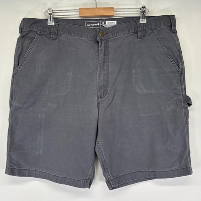 古着 カーハート Carhartt ショートパンツ ダック ワーク ペインター 大きいサイズ ハーフ ワンポイント w42 グレー メンズ