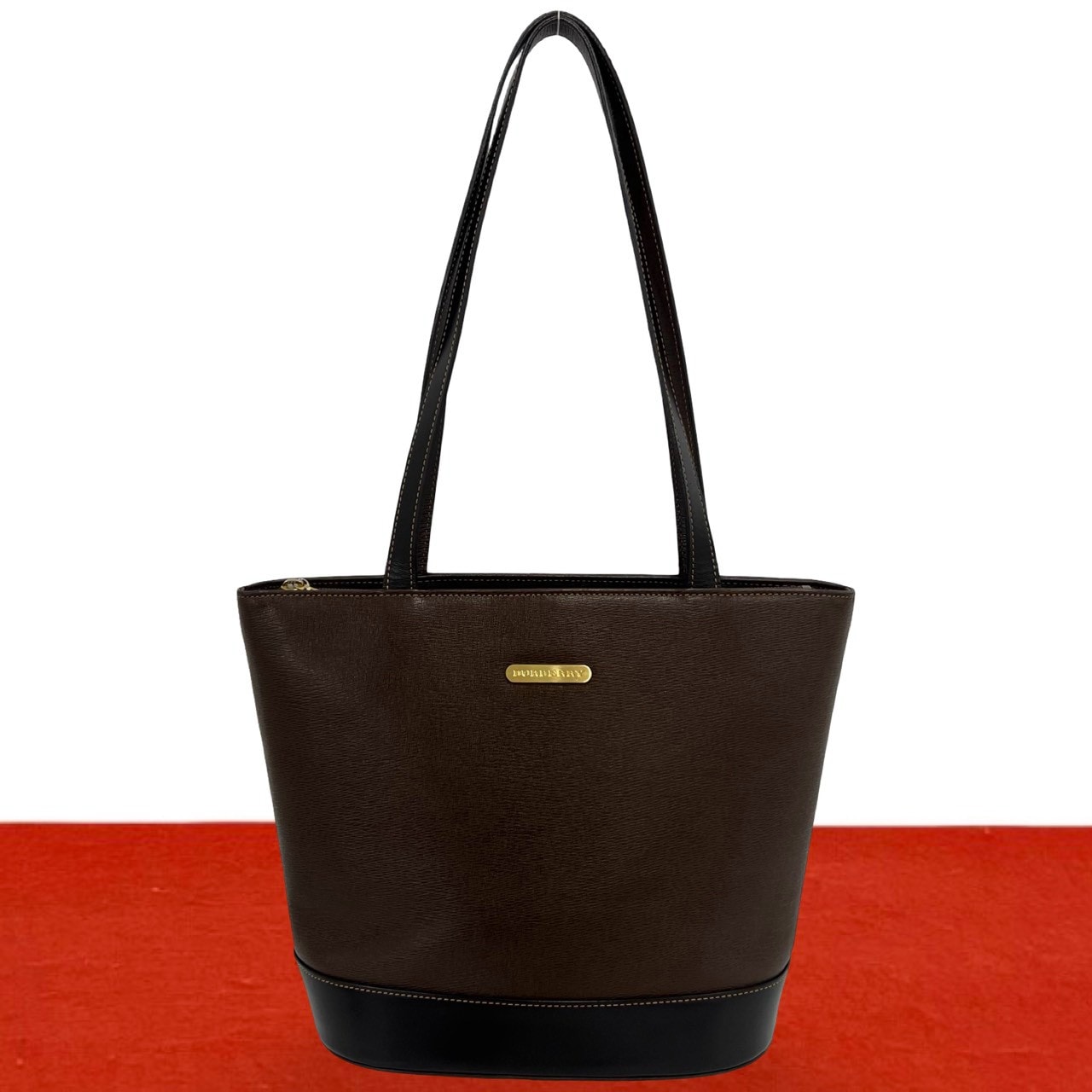 BURBERRY バーバリー ロゴ 金具 ノバチェック 柄 レザー トートバッグ ブラウン
 20076