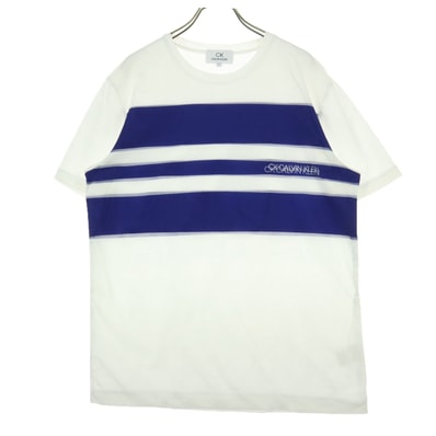 Calvin klein カルバンクライン バイカラー 半袖 Tシャツ XL アイボリー系 ブルー