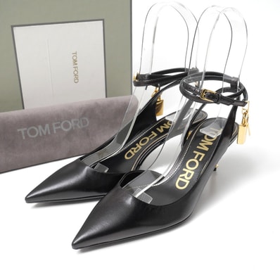 ■未使用品■TOM FORD トムフォード パンプス サイズ35 パドロック スリングバック アンクルストラップ ゴートレザー 20260604/RA9641