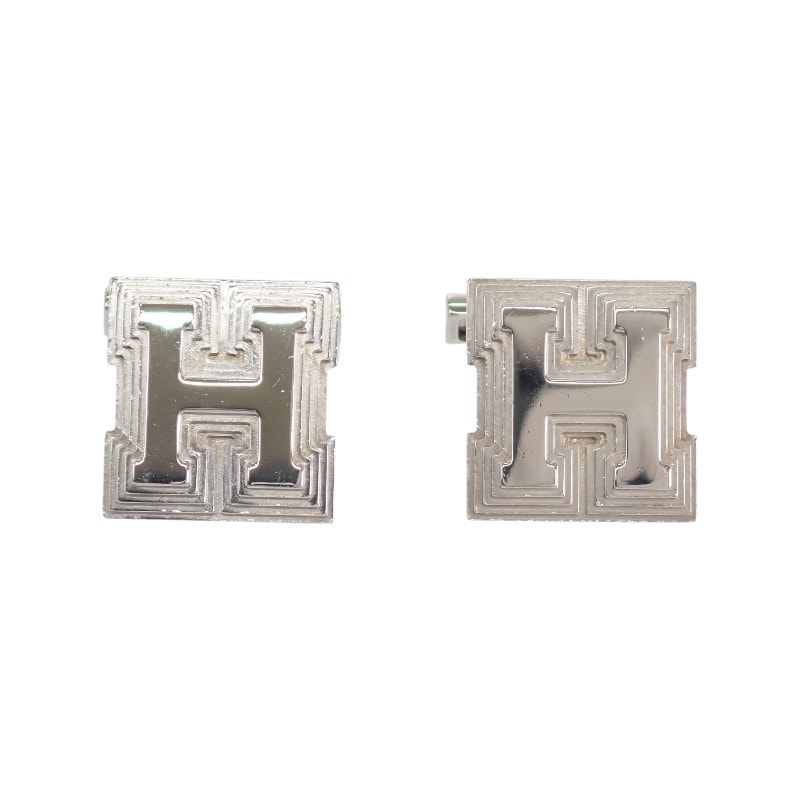 エルメス HERMES Hロゴ カフリンクス カフスボタン カフス シルバー925 メンズ【中古】【ABランク】