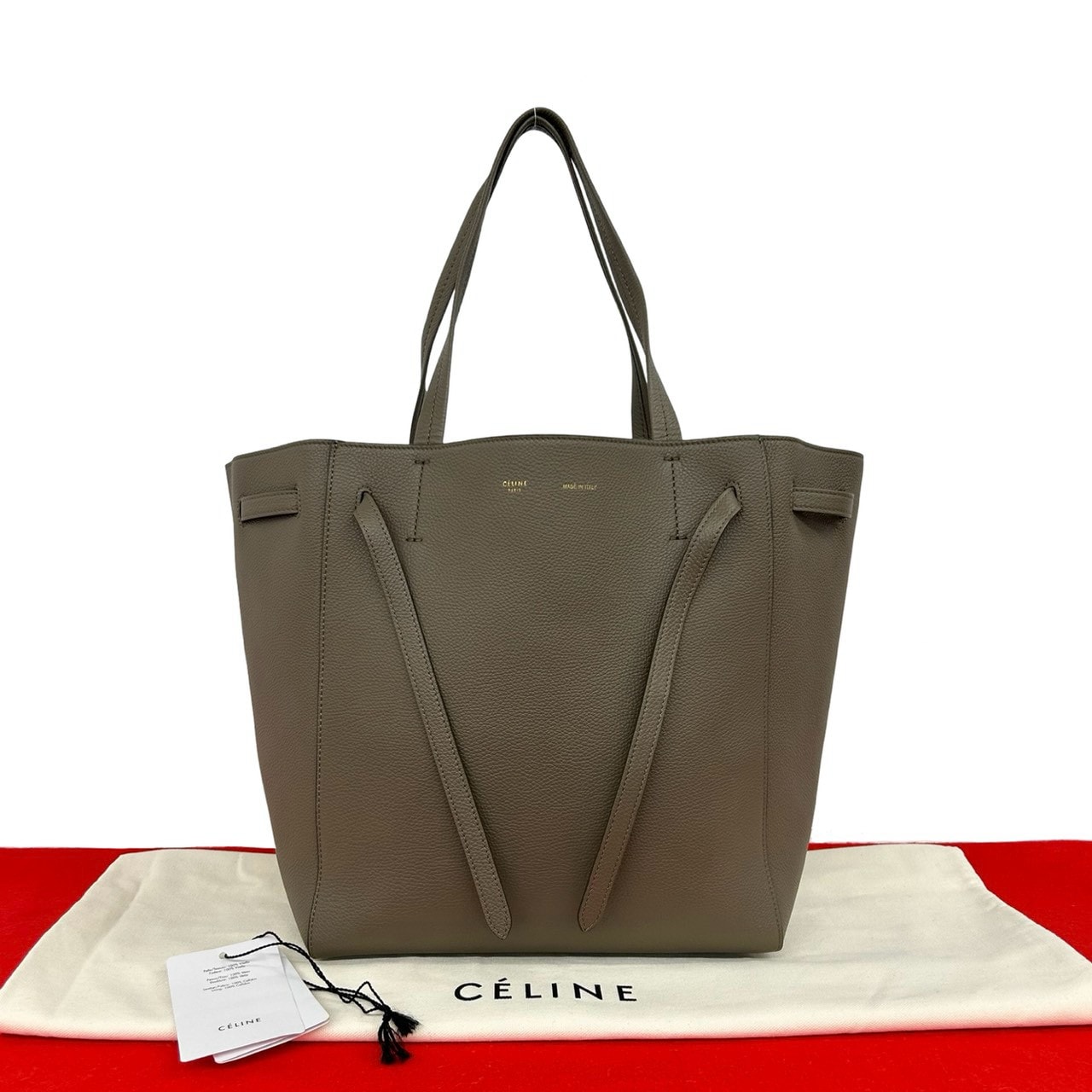 CELINE セリーヌ カバ ファントム スモール レザー トートバッグ ベージュ
 980-3