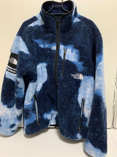 Supreme x The North Face Bleached Denim Print Fleece Jacket "Indigo"