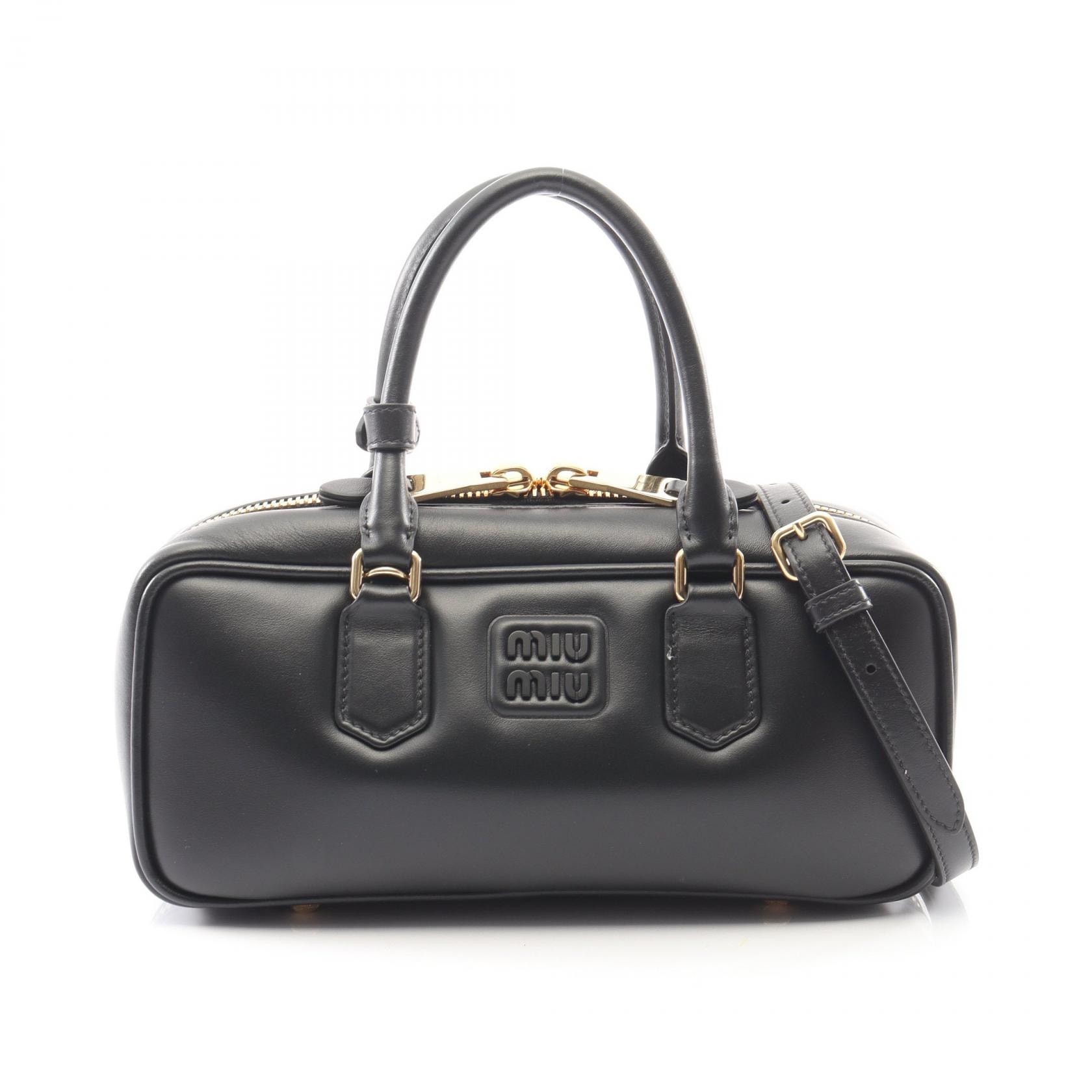 ミュウ ミュウ Miu Miu アルカディ ハンドバッグ バッグ レザー レディース ブラック系 5BB148ACR3F0002 【新品】