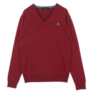 BURBERRY バーバリー ニット BMT02-501-16 BLACK LABEL ブラックレーベル ウール Vネック ニット セーター レッド系 2【中古】