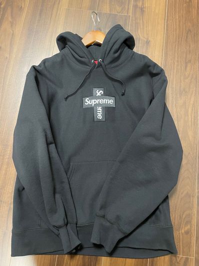 Supreme Cross Box Logo Hooded Sweatshirt "Black"