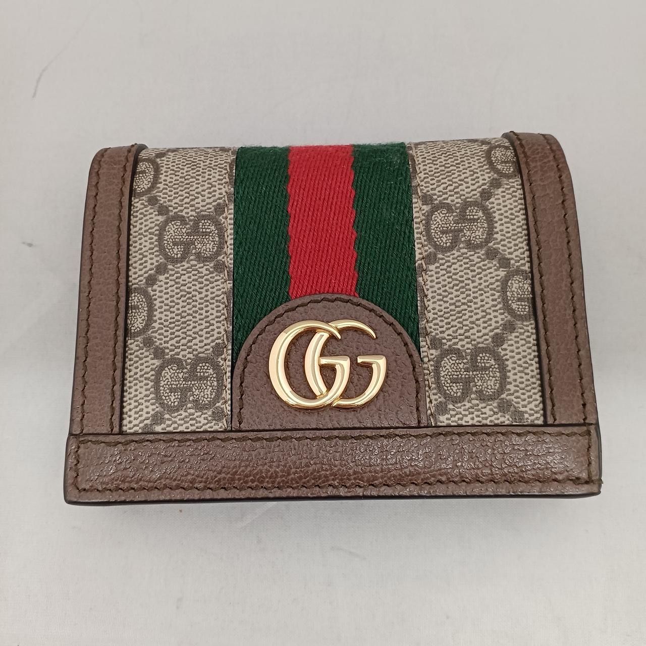GUCCI GG Supreme Ophidia GG Card Case Wallet "Beige/Ebony"
