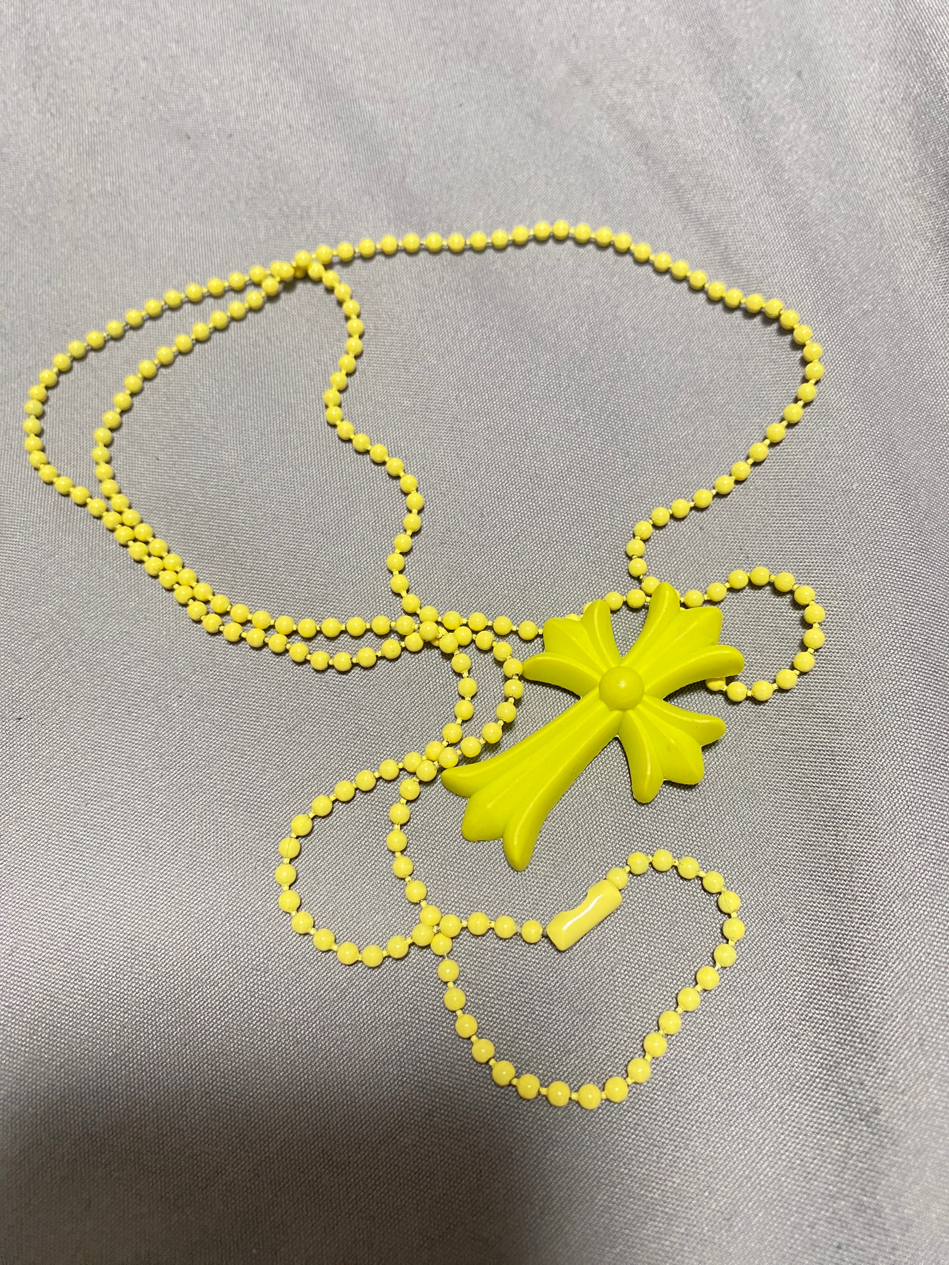 Chrome Hearts Rubber Small CH Cross Silicon Necklace "Yellow"