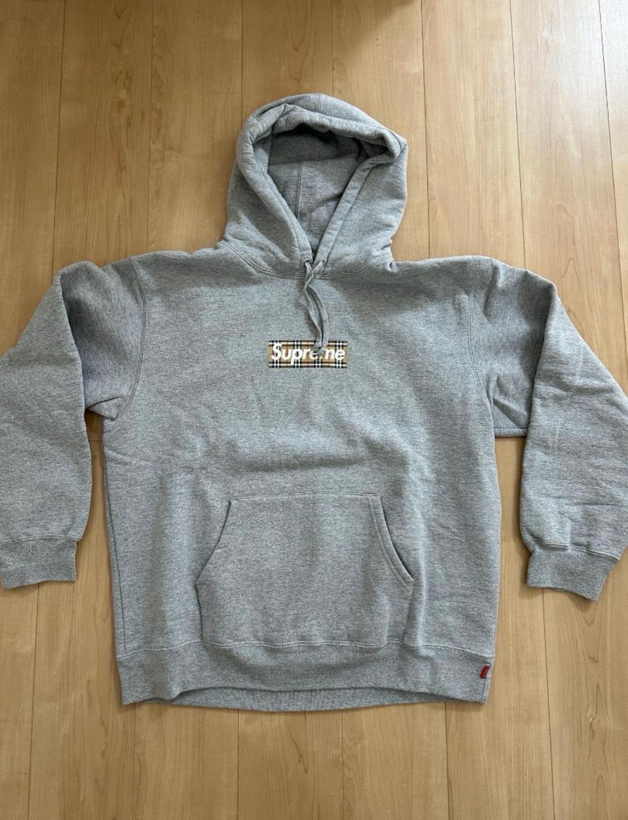 Supreme / Burberry Box Logo Hooded Sweatshirt "Heather Grey"