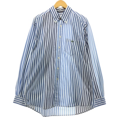 古着 ラコステ LACOSTE ストライプ柄 長袖 ボタンダウンストライプシャツ メンズL相当/eaa560163