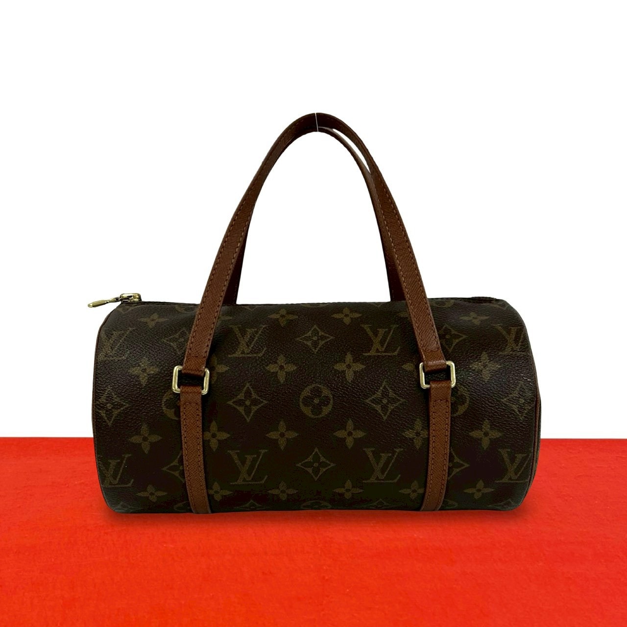 LOUIS VUITTON ルイヴィトン パピヨン 25 モノグラム レザー PVC ハンドバッグ ブラウン
 28415