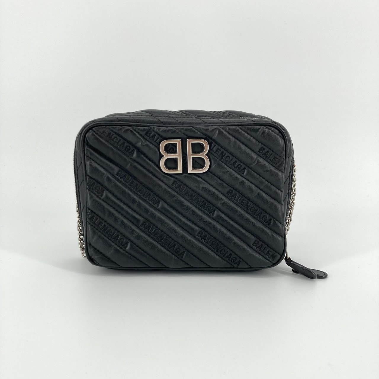 BALENCIAGA(バレンシアガ) BBレポーターXS レザー キルティングステッチ シルバーカラーBB 526678 ショルダーバッグ ブラック