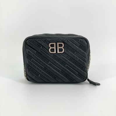 BALENCIAGA(バレンシアガ) BBレポーターXS レザー キルティングステッチ シルバーカラーBB 526678 ショルダーバッグ ブラック