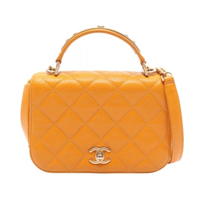 シャネル CHANEL マトラッセ トップハンドル 2WAY ショルダーバッグ バッグ キャビアスキン(グレインドカーフ) レディース オレンジ系 【中古】