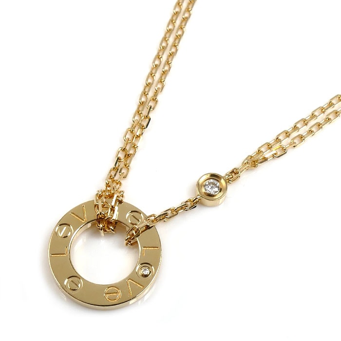 CARTIER カルティエ K18YG イエローゴールド ラブ 1Pダイヤ ネックレス B7219500 ダイヤモンド 6.2g 40.5cm レディース【中古】
