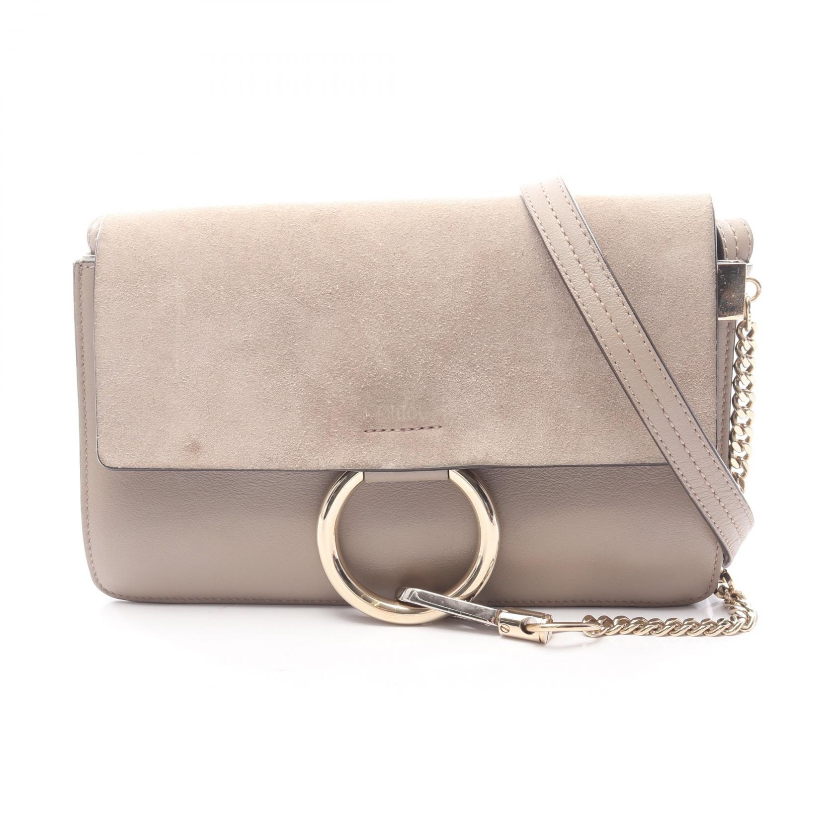 クロエ Chloe FAYE フェイ ショルダーバッグ バッグ レザー スウェード レディース ベージュ系 【中古】