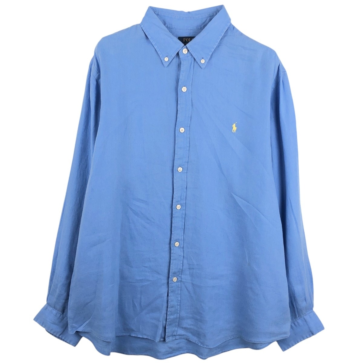 古着 ラルフローレン Ralph Lauren POLO RALPH LAUREN CUSTOM FIT 長袖 リネン ボタンダウンシャツ メンズXXL相当/eaa665395