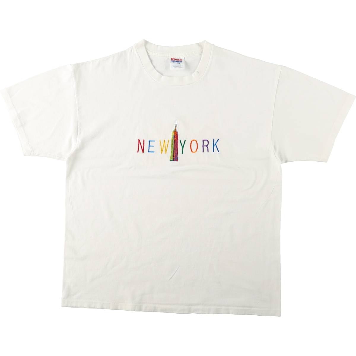 古着 90年代 ヘインズ Hanes HEAVYWEIGHT 刺繍Tシャツ USA製 メンズXL相当 ヴィンテージ/eaa642665